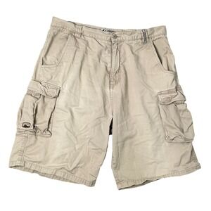 Rusty Mens Baggy Fit Cargo Shorts Tan Khaki Cotton Y2K Skate‎ Surf Size 34